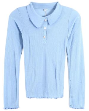 Baserange Ribbed Lettuce-Trim Top - Blue