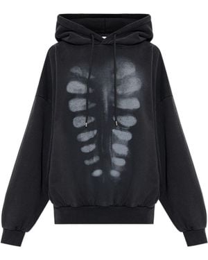 AVAVAV Skeleton Print Oversized Hoodie - Black