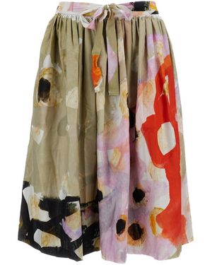 Daniela Gregis Floral-Print Midi Skirt - Red