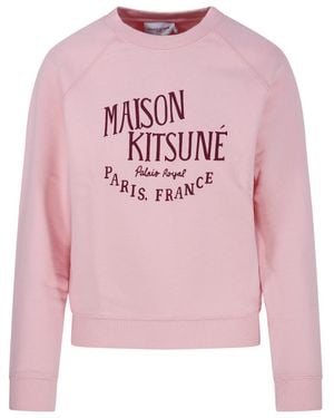 Maison Kitsuné Maison Kitsuné Logo Printed Crewneck Sweatshirt - Pink