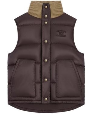 Celine Sleeveless Puffer Jacket - Brown