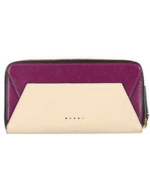 Marni Two-Tone Leather Wallet - Purple