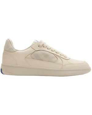 Burberry Checked Lace-Up Sneakers - Natural