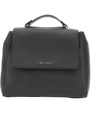 Orciani Sveva Soft Small Leather Handbag - Black