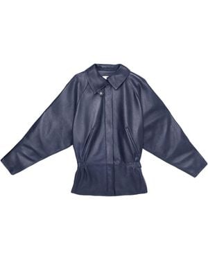 Paloma Wool Stand-Collar Leather Jacket - Blue