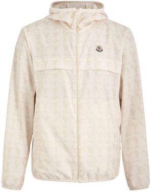 Moncler Fully Printed Checkered Hooded Jacket - White
