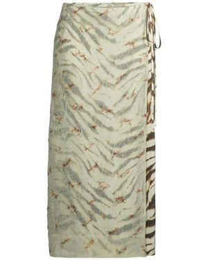 Ganni Mix-Print Midi Skirt - Multicolor