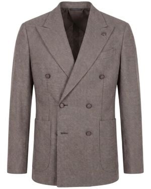Peserico Double-Breasted Twill Blazer - Brown