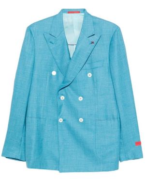 Isaia Long-Sleeved Suit Jacket - Blue