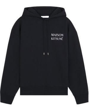 Maison Kitsuné Maison Kitsuné Graphic Printed Drawstring Hoodie - Black