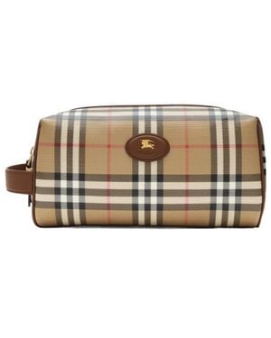 Burberry Check Travel Pouch - Brown