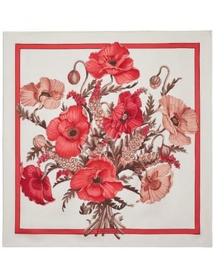 Ferragamo Ferragamo Poppies Printed Scarf - Red