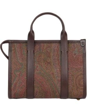 Etro Mini Paisley-Jacquard Zip Fastened Tote Bag - Brown