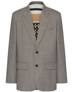 Valentino Peak-Lapel Single-Breasted Blazer - Grey