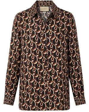 Gucci Interlocking G Chain Printed Shirt - Brown