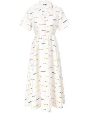 STAUD Meryl Linen Maxi Shirt Dress - White
