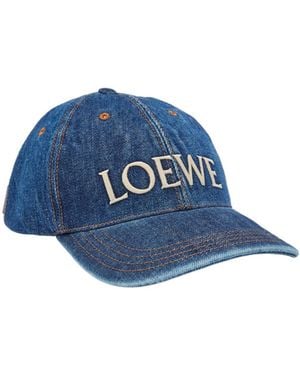 Loewe Logo-Embroidered Denim Cap - Blue
