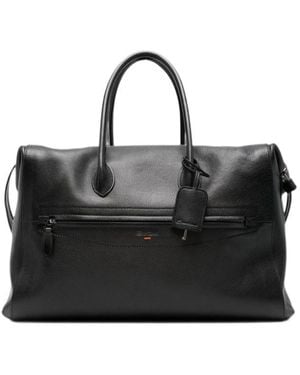 Santoni Grained-Leather Holdalls Bag - Black