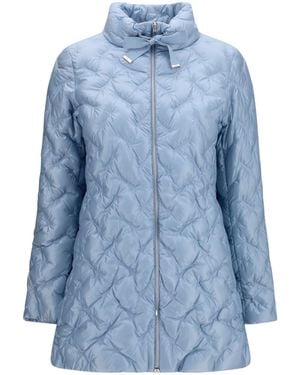 Herno Midi Quilted High-Neck Jacket - Blue