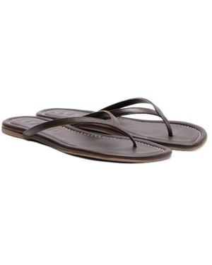 STAUD Freja Leather Thong Sandals - Brown
