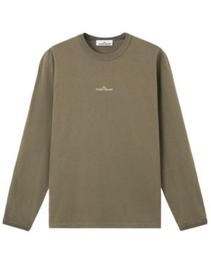 Stone Island Logo Printed Oversize T-Shirt - Green