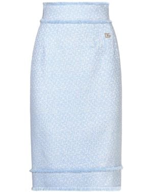 Dolce & Gabbana Calf-Length Raschel Tweed Pencil Skirt With Dg Logo - Blue