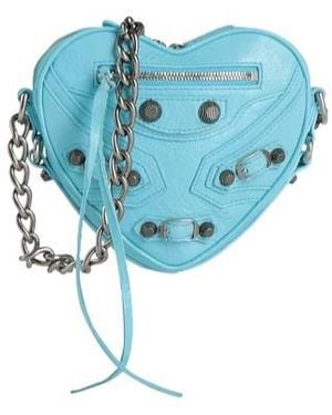 Balenciaga Shoulder Bag With Floral Appliqués - Blue