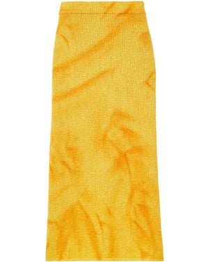 Gabriela Hearst Dorcas Tie-Dyed Cashmere Midi Skirt - Yellow