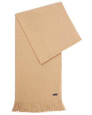 BOSS Boss Logo Patch Knitted Scarf - White