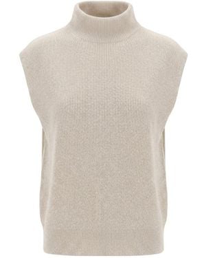 Peserico Ribbed High-Neck Jumper - White