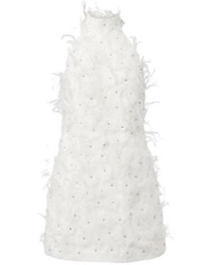 Rebecca Vallance Bridal Meha Feather-Trimmed Minidress - White