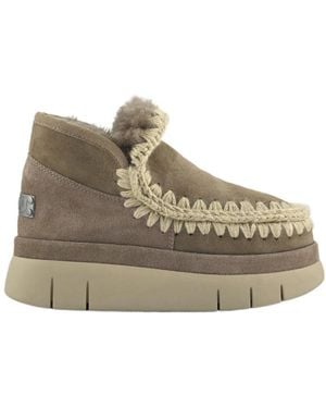 Mou Bounce Suede Ankle Boots - Natural