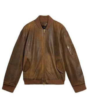 Golden Goose Zip-Up Bomber Jacket - Brown