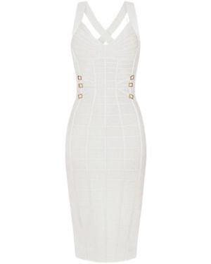 Elisabetta Franchi 3D Knit Pencil Midi Dress - White