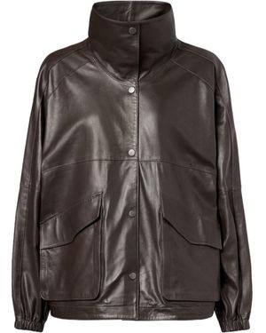 Nour Hammour Anorak Leather Jacket - Brown