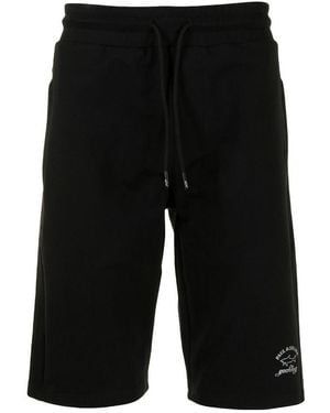Paul & Shark Logo Print Track Shorts - Black