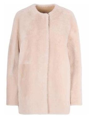 Max Mara Studio Melfi Long-Sleeved Crewneck Coat - Pink