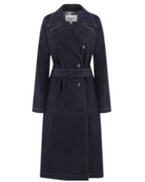 Alaïa Alaïa Double-Breasted Belted Denim Trench Coat - Blue