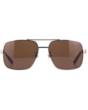 Gucci Eyewear Rectangular Metal Sunglasses - Brown