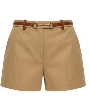 Gucci Horsebit Detailed Shorts - Natural