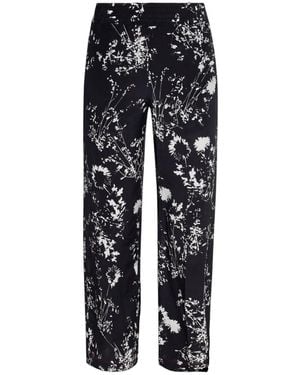 Victoria Beckham Floral-Print Silk Pants - Black