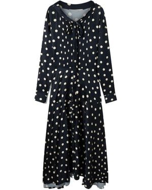 Stella McCartney Long-Sleeved Polka Dot Extra-Long Dress - Black