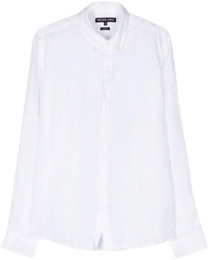 Michael Kors Slub-Texture Curved Hem Shirt - White
