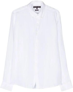 Michael Kors Slub-Texture Curved Hem Shirt - White