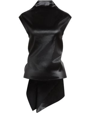 Sportmax Satin-Finish High-Neck Sleeveless Top - Black