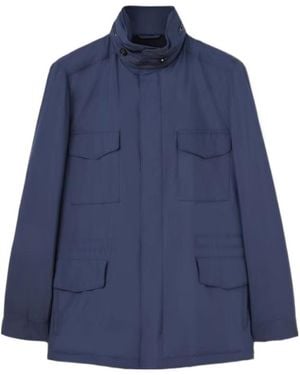 Loro Piana Zipped High Neck Coat - Blue