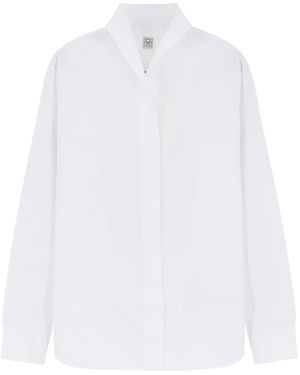 TOTEME Totême High-Collar Long Sleeved Shirt - White