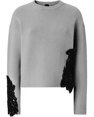 Pinko Lace-Appliqué Crewneck Jumper - Grey