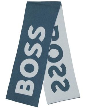 BOSS Logo Detail Scarf - Blue