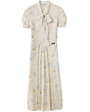 Miu Miu Pattern-Printed Short-Sleeved Dress - White
